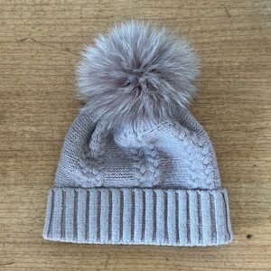 Blush pink Knit Beanie with Pom-Pom